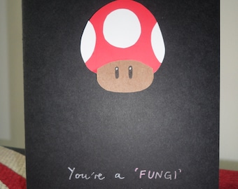 Mario Gamer Greetings Card - Mario Mushroom - Nintendo Mario Valentine, Birthday/Anniversary/Love Card