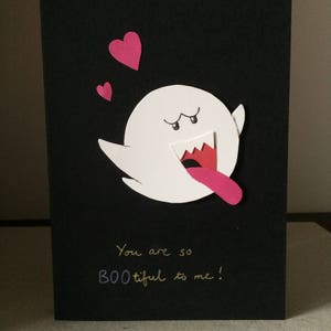 Mario Valentine's Card - Mario Greetings Card - Gamer Greetings Card - Boo Anniversary/Birthday/Love Card - Boo Valentine