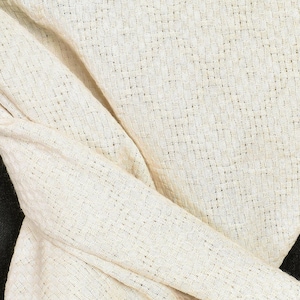 Neutral off white woven cotton fabric, mesh like, diamond and cross pattern, medium weight, semi transparent, fabric sold by the yard PHA155