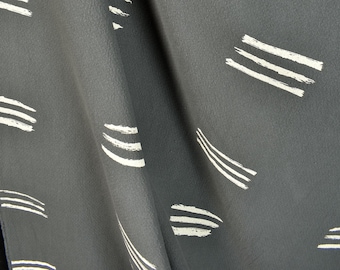 Warm Gray Cotton Fabric, Mud Cloth Style Print, Heavy Weight