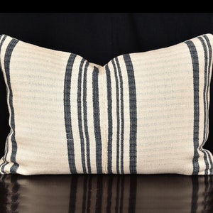 Hmong Tribal Cushion, Striped Handwoven Pillow, Organic Dye