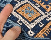 Indigo handwoven tribal tapestry ethnic home decor runner vegetable natural dye blanket ethnic boho bedspread, Laos Tai Lue textile 19 NV37