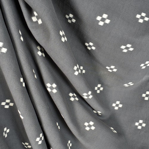 Textured woven neutral gray cotton, warm white cross check pattern, printed Thai woven shops clothing fabric, pillow material supply PHA209