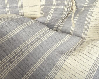 Handwoven Karen Hmong Textile Runner, Gray Striped Cotton Fabric