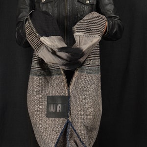 Sac à bandoulière en coton tribal tissé à la main, fourre-tout ethnique à bandoulière, sac à main de la tribu Kachin cousu main, textile minoritaire Ghost Home 12