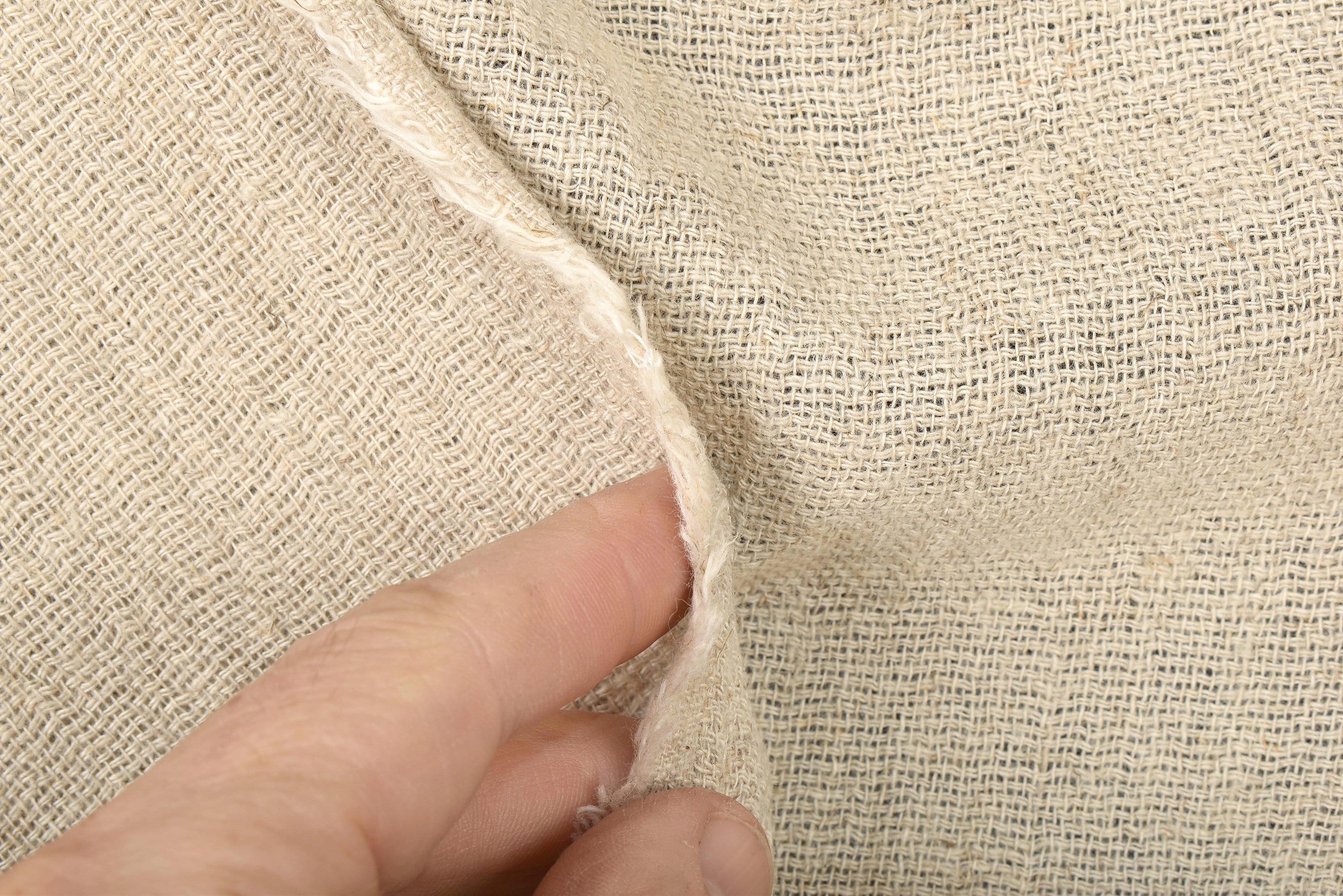 Neutral Beige Gauzy Linen Cotton Fabric, Lightweight Hand Loomed 