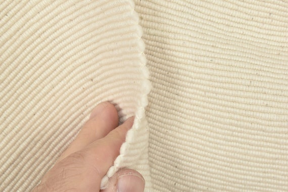 Super Thick Ivory White Ribbed Cotton Fabric, Extreme Texture,  Heavy-weight, Rustic Hand Feel Craft Sew Pillow Woven Thai Material PHA78 