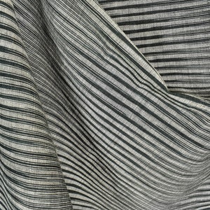 Handwoven Laos cotton fabric, Tiger stripe black gray rustic woven material, Thailand sewing supply by the yard PHA310