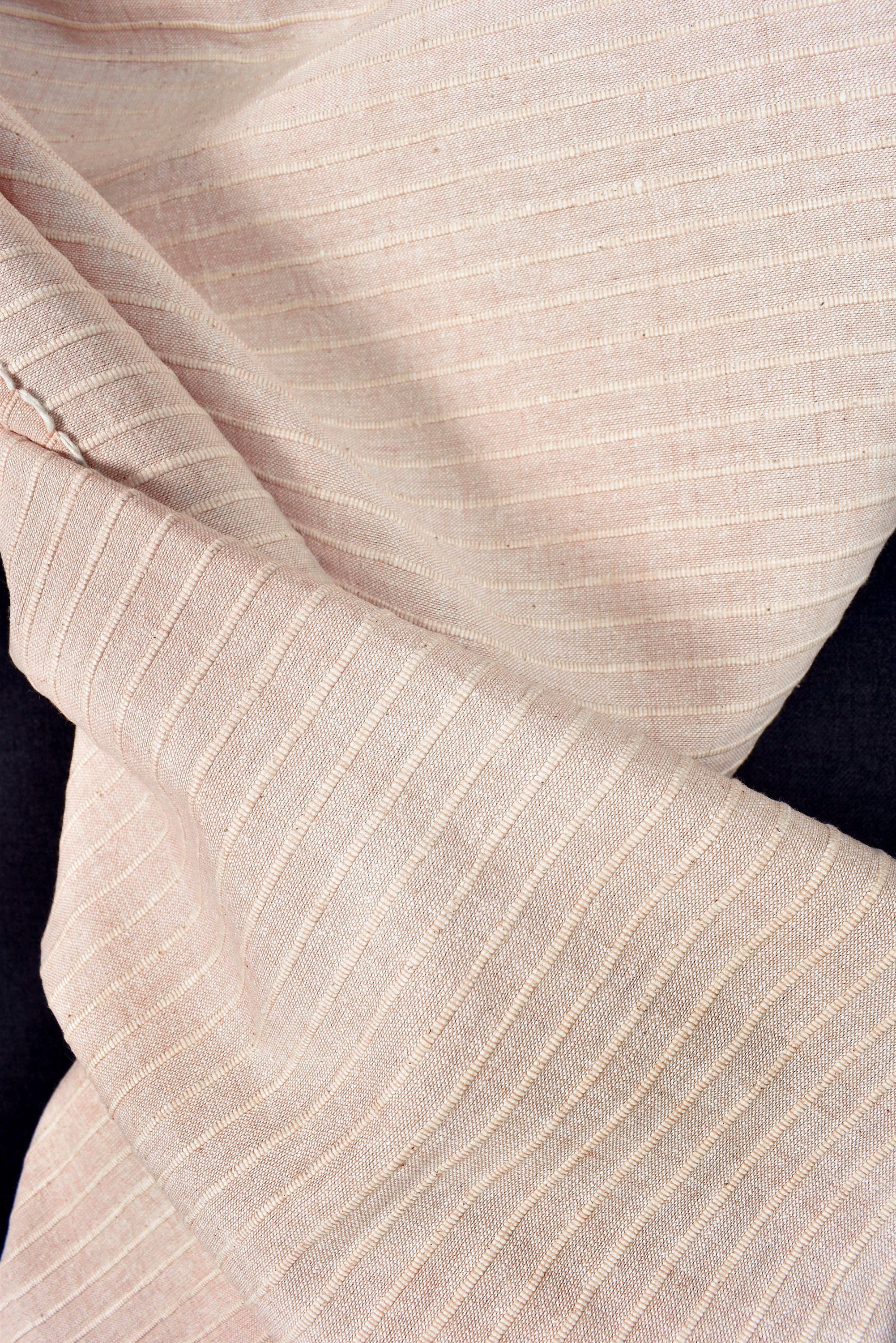 Blush Nude Ribbed Handwoven Textured Cotton Fabric, Medium-weight ...