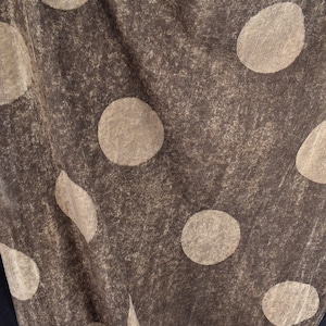 Shibori fabric tie dye, circle pattern ethnic textile, brown, beige, batik fabric, 100% cotton, handmade Thailand natural color cloth PHA165