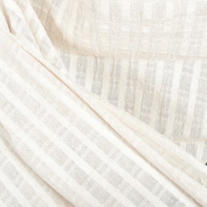 Neutral off white unbleached woven cotton fabric, window pane pattern, light weight, semi sheer, sew clothing Thai fabric yardage PHA163