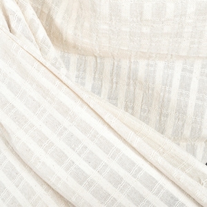 Neutral off white unbleached woven cotton fabric, window pane pattern, light weight, semi sheer, sew clothing Thai fabric yardage PHA163