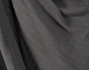 Charcoal Geometric Raised Texture Cotton Canvas Fabric By The Yard