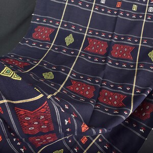 Deep navy blue Naga minority ethnic textile tribal home decor Hmong blanket handwoven cotton bed throw Burma boho Chin India textile PM61