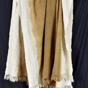Natural dye handwoven hand loomed cotton blanket, rich caramel golden ocher, Indonesian textile tapestry ethnic tribal home decor ZV91