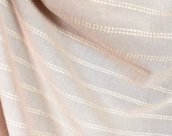 Handwoven Thai Cotton Fabric, Pale Rose with White Stripes, Organic Dye