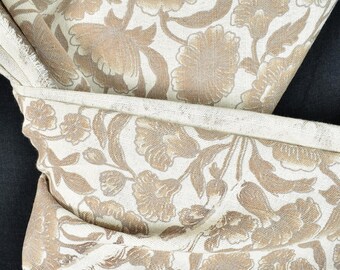 Ungebleichte Baumwolle Blumen Druck Stoff, robust kräftig off-white, grau, braune Farbe, dezente Streifen, Thailand Handwerk, Stoff Masse PHA286