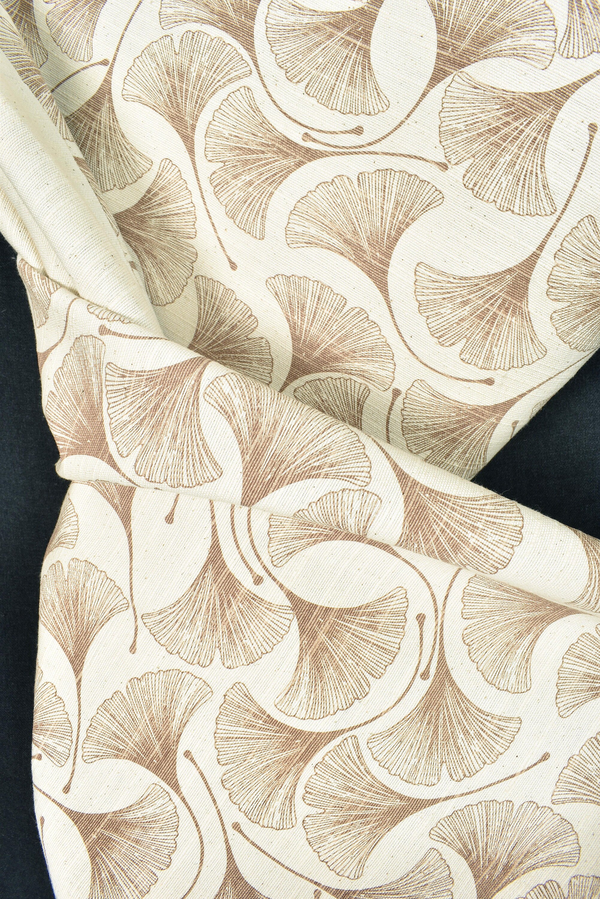 Mocha brown cotton fabric, white leaf nature screen print, bold graphi –  Water Air Industry