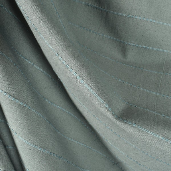 Muted teal, blue-green color fabric, handwoven cotton with woven striping, light/medium-weight, fabric by the yard PHA368