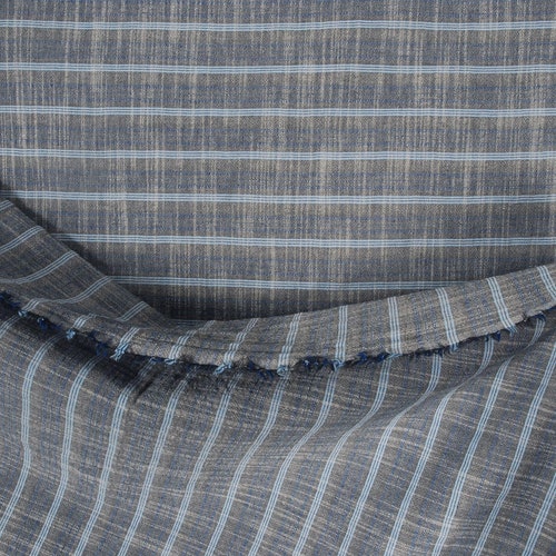 Thailand cotton fabric, striped black and blue, lightweight crepe material, bold bands and dashes, woven fabric by the shops yard PHA40