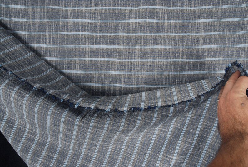 Thailand cotton fabric, striped black and blue, lightweight crepe material, bold bands and dashes, woven fabric by the shops yard PHA40