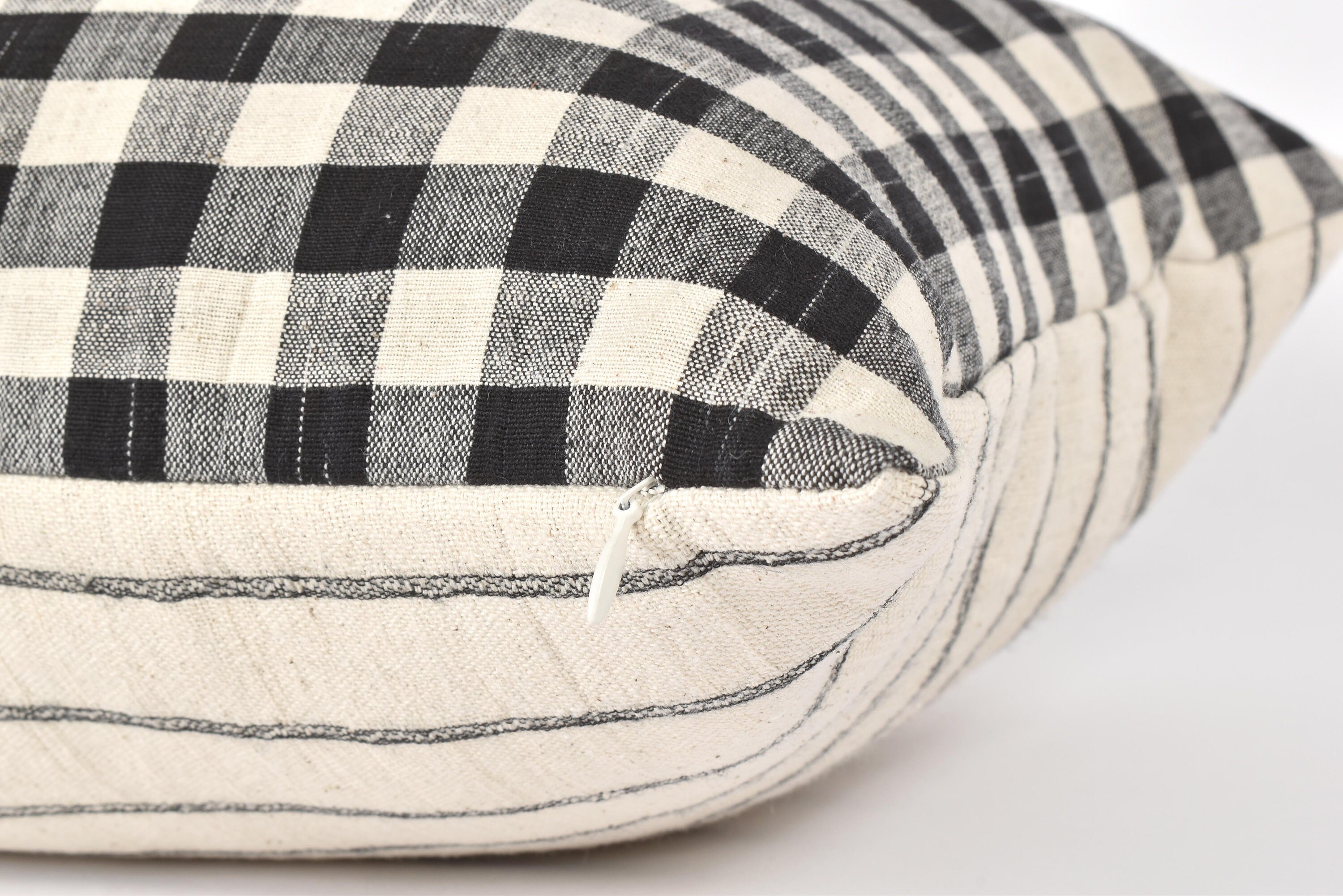 Handwoven Gingham Throw Pillow Cover Black & White Gingham Etsy UK