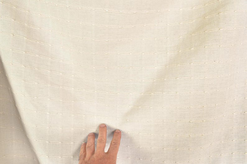 Geometric Thai Woven Cotton Fabric, Beige Upholstery Material image 5