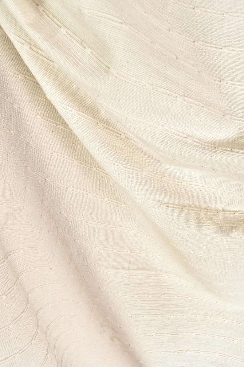 Geometric Thai Woven Cotton Fabric, Beige Upholstery Material image 2