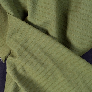 Olive green, ribbed, handwoven textured cotton fabric, medium-weight, raised texture, natural Thai woven craft supply by 10 yards PHA367