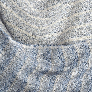 Tejido de Algodón Geométrico, tejido grueso y suelto, tejido de peso medio, azul oscuro, azul claro, blanquecino, tejido reversible cortado a medida PHA118