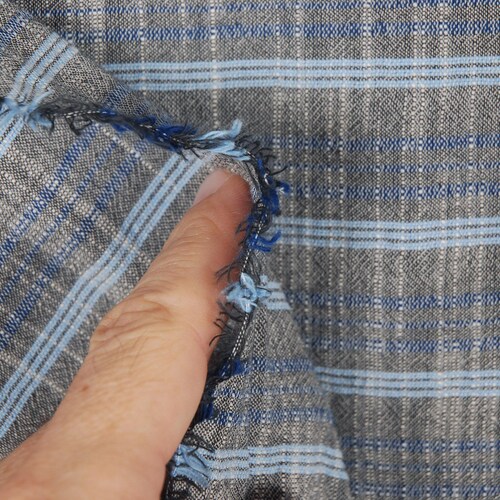 Thailand cotton fabric, striped black and blue, lightweight crepe material, bold bands and dashes, woven fabric by the shops yard PHA40