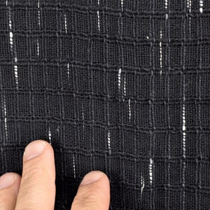 Black white handwoven craft material, organic dye, 100% cotton fabric, woven in Thailand, medium-weight, per yard PHA89