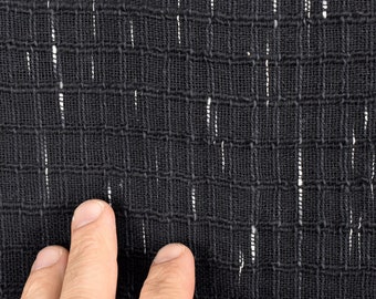 Handwoven Black and White Cotton Fabric, Organic Dye, Thailand, Per Yard