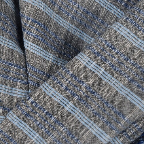 Thailand cotton fabric, striped black and blue, lightweight crepe material, bold bands and dashes, woven fabric by the shops yard PHA40