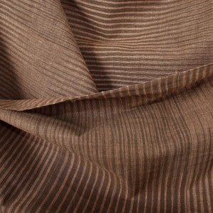 Tela con estampado de rayas beige y marrón tostado, tejida a mano con tinte orgánico 100 % algodón puro, ligera, decoración étnica asiática. Tela cortada a medida PHA131