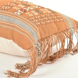 Ethno lumbale Kissenbezug, handgewebte Baumwolle, Quaste Franse