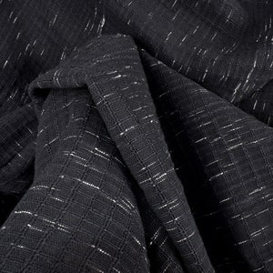 Black white handwoven craft material, organic dye, 100% cotton fabric, woven in Thailand, medium-weight, per yard PHA89 image 3