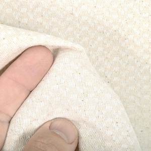 Rustic and neutral white and beige pattern woven cotton fabric by the yard, tight weave, durable, textured, unbleached, medium weight PHA154