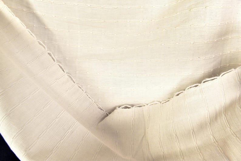 Geometric Thai Woven Cotton Fabric, Beige Upholstery Material image 3
