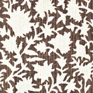 Stylized flower organic print, unbleached natural textured cotton, earthen brown/white, 46&quot; wide, Thailand fabric by 10 yards PHA428-10