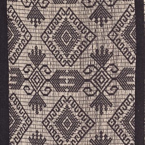 Indonesian hilltribe home decor, boho fabric natural ethnic tapestry, Sumba black warm sepia handwoven tribal cotton textile runner EW234