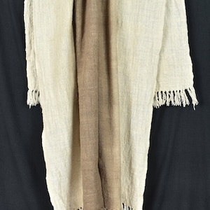Natural dye handwoven hand loomed cotton blanket, pale cafe au lait brown, Indonesian textile tapestry ethnic tribal home decor ZV90