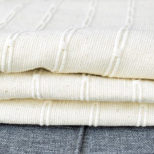 Geometric Thai Woven Cotton Fabric, Beige Upholstery Material image 18