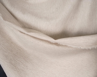 Ribbed Cotton Linen Fabric, Neutral Beige, Crinkled Texture