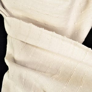 Geometric Thai Woven Cotton Fabric, Beige Upholstery Material image 1