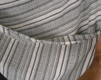 Striped Cotton Crepe Fabric, Lightweight Black & Cream, Thai Woven