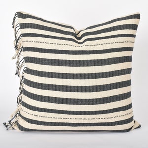 Modern Farmhouse Decor Throw Pillow, 23 inch, Hmong Tribal Handmade, Fringed Edge, Handwoven, Organic VV78