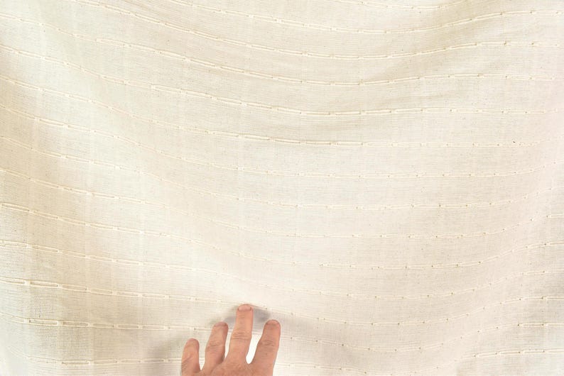 Geometric Thai Woven Cotton Fabric, Beige Upholstery Material image 9