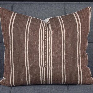 Hmong Cotton Pillow, Handwoven Tribal Cushion, Tasseled Hemp Back