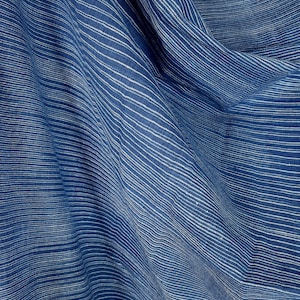 Navy indigo blue, 100% cotton, handwoven Thailand fabric, light/medium-weight, mesmerizing stripe pattern, sold by yard PHA339